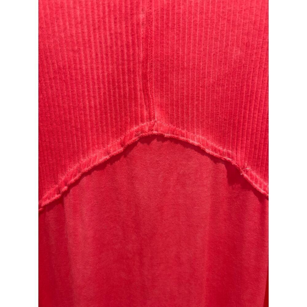 POL Long Sleeve V Neck Ribbed Knit Babydoll Long Tunic Top Size S Y2K Inspired - Picture 6 of 8